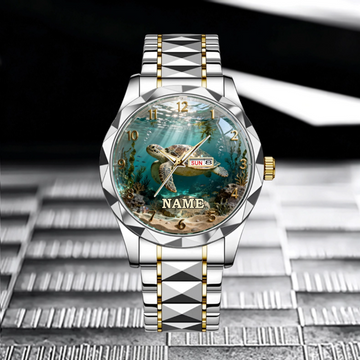 Customized Exploring Sea Turtle Watch - Personalized Name - Gift For Turtles, Sea Lovers