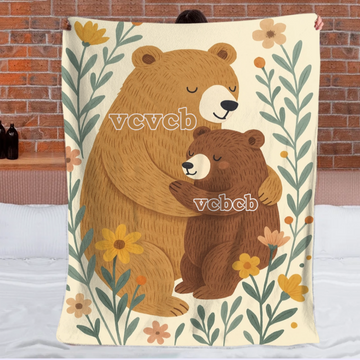 Customized Family Bear Flower Blanket - Personalized Name - Warm Gifts For Family Members