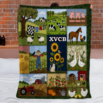 Customized Farm Animal Landscape Rustic Countryside Blanket - Personalized Name - Gift For Mom, Grandma, Sister & Friends0002