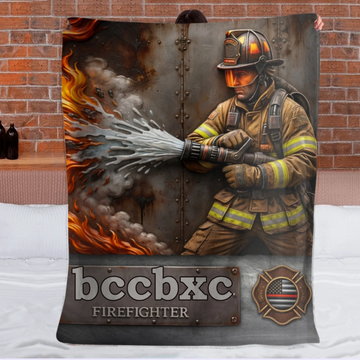 Customized Firefighter Themed Blanket - Personalized Name - Gift For Firefighters