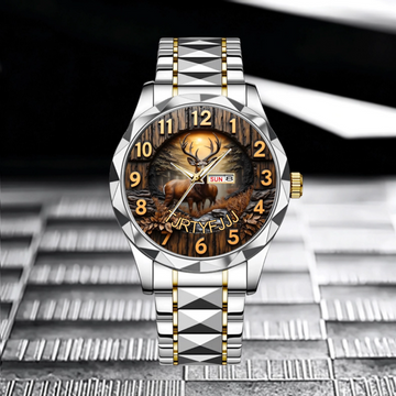 Customized Forest Deer Printed Dial Plate - Personalize Name Watch