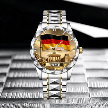 Customized Germany Flag Watch - Personalized Name Watch - Gift For Patriot, Veteran