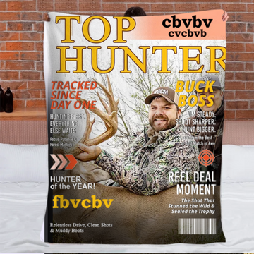 Customized Hunting Magazine Cover Blanket - Personalized Name And Photo - Gifts for Men, Deer Hunting, Hunting Lovers