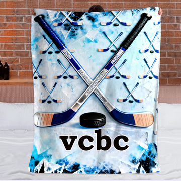 Customized Ice Hockey Themed Blanket - Personalized Name - Gift For Ice Hockey Lovers, Players