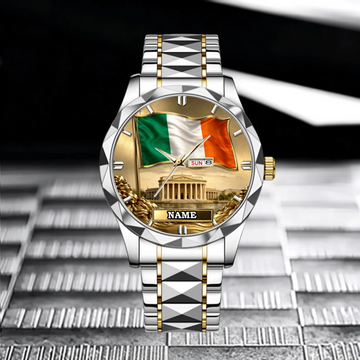 Customized Ireland Flag Watch - Personalized Name Watch - Gift For Patriot, Veteran
