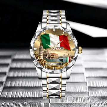 Customized Italy Flag Watch - Personalized Name Watch - Gift For Patriot, Veteran