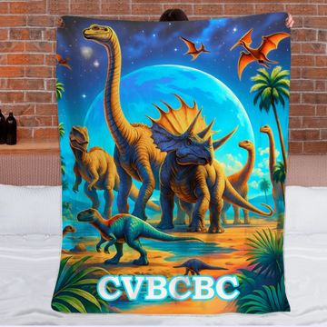 Customized Jurassic Dinosaur Blanket - Personalized Name - Gifts For Dinosaur Enthusiasts, Friend