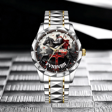 Customized Knight Cross Watch – Personalized Name - Medieval Gift For Friends, Him