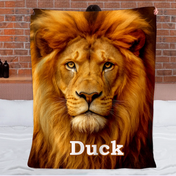 Customized Majestic Lion Blanket - Personalized Name - Gifts For Him, Her, Lion Lovers
