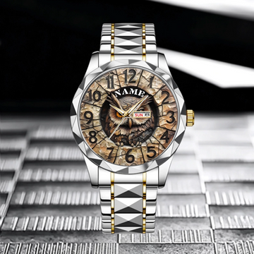 Customized Owl Design Watch – Personalized Name Fantasy Owl Dial - A Gift For Friend,BFF,Owl Lovers