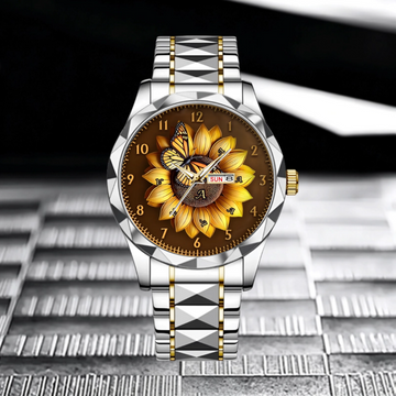 Customized Sunflower Dial Watch - Personalized Name - Gift for Mom and Grandma