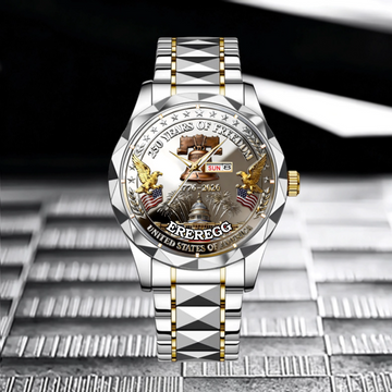 Customized U.S. 250th Anniversary Liberty Bell Watch - Personalized Name - Gift for Patriots, Veterans, Military Families