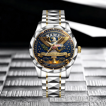 Customized U.S 250th Anniversary Patriotic Commemorative Watch - Personalized Name - Patriot's Memorabilia