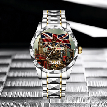 Customized UK Football Crest Watch - Personalized Name Watch - Gift for Football Fans, British Culture Lovers, Men