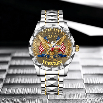 Customized USA 250th Anniversary Badge Watch - Personalized Name Watch - Gift For Patriots