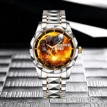 Customized Welder In Fire Scene Watches - Personalized Name Watch - Gift For Firefighters, Welders & Workers