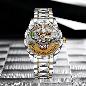 Customized Wild West Revolver Watch - Personalized Name - Gift For Son, Husband & Dad