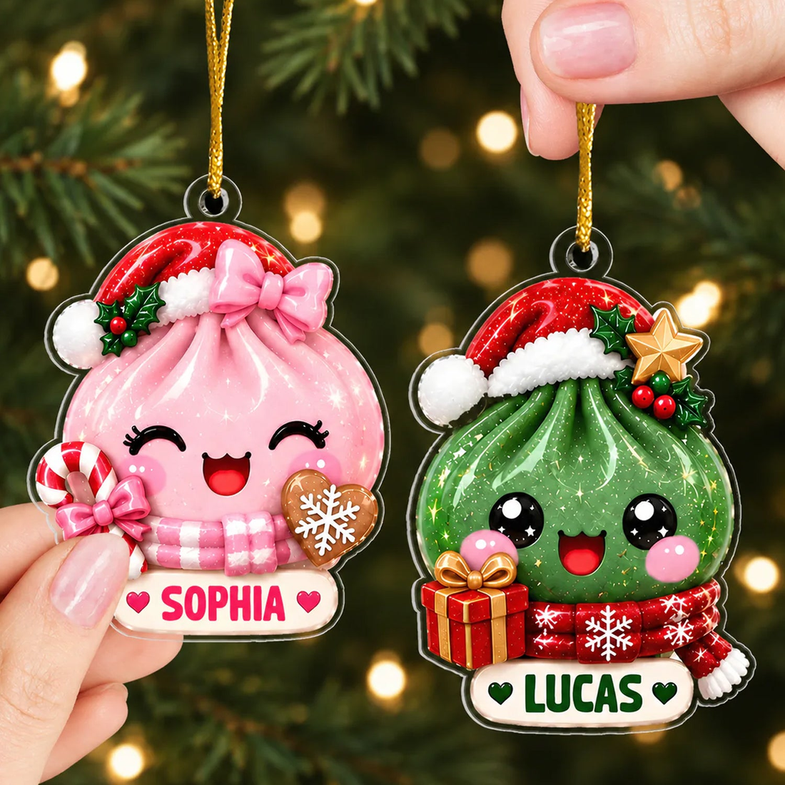 Cute Christmas Dumpling Personalized Acrylic Ornament Christmas Gift Dumpling Lover Gift Kids Christmas Gift