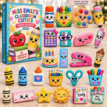 Cute Classroom Friends Advent Calendar 2026 - 24-Day Countdown, Acrylic Charms