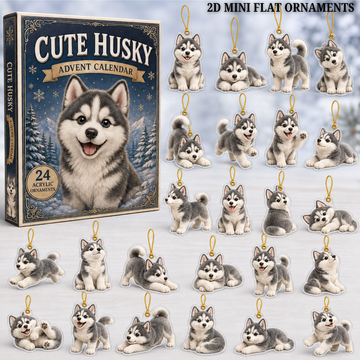 Cute Husky Advent Calendar 2026 24 Day Festive Countdown Acrylic Charms Blind Box Gift For Dog Lovers