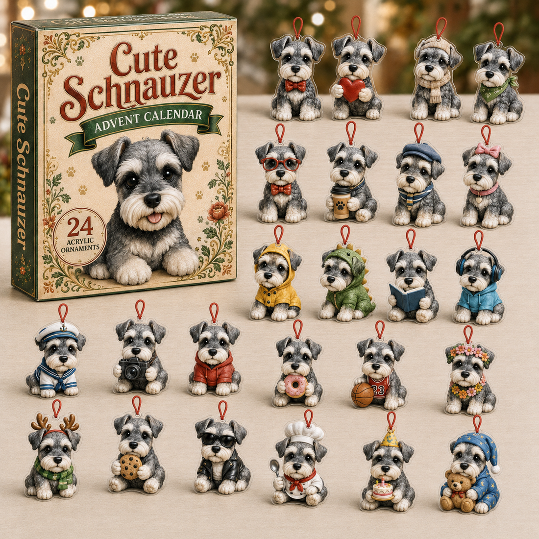 Cute Schnauzer Advent Calendar 2026 24 Day Festive Countdown Acrylic Charms Blind Box Gift For Schnauzer Lovers