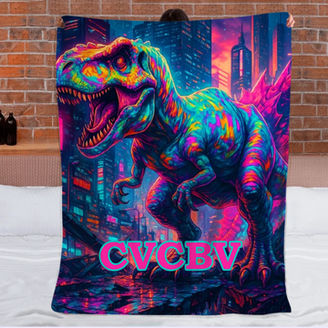 Cyberpunk Dinosaur - Personalized Blanket