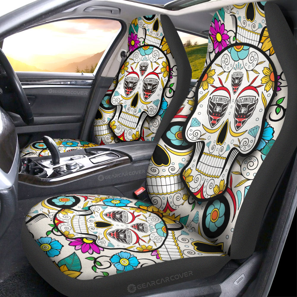 D C United Car Seat Covers Custom Sugar Skull Car Accessories