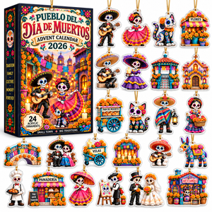 D A De Muertos Advent Calendar 2026 24 Acrylic Ornaments Mexican Day Of The Dead Christmas Countdown Decor