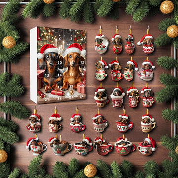 Dachshund Advent Calendar 2026 24 2D Acrylic Wiener Dog Christmas Ornaments