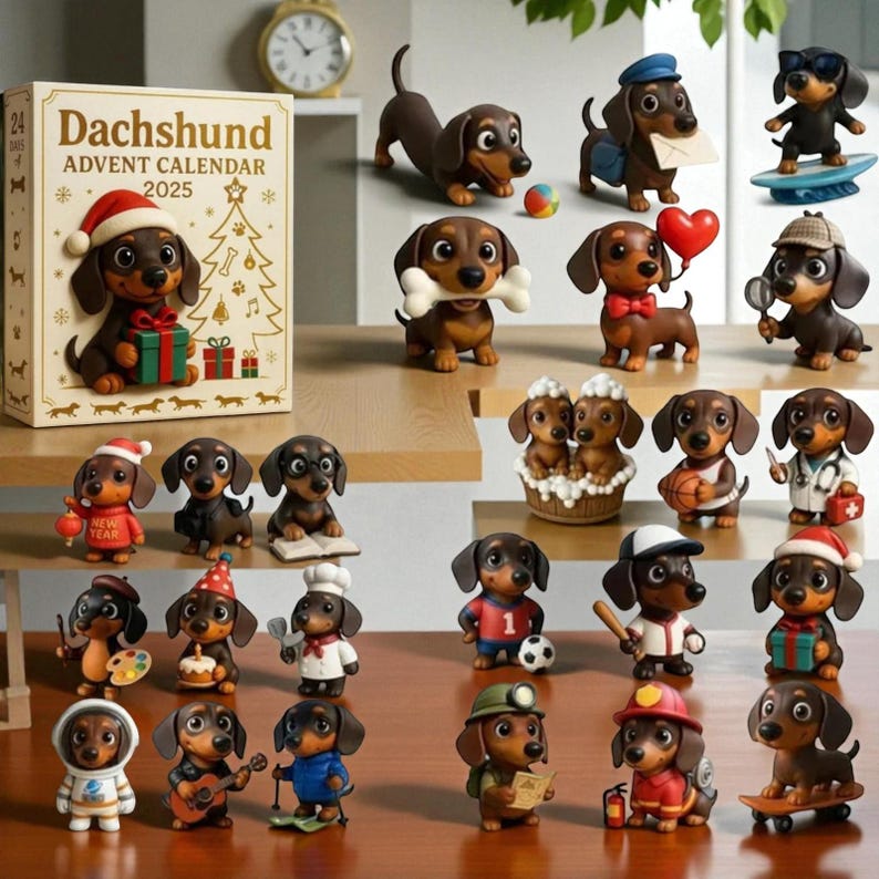 Dachshund Advent Calendar 24 Day Christmas Countdown With Cute Sausage Dog Figures Holiday Gift For Dog Lovers Kids