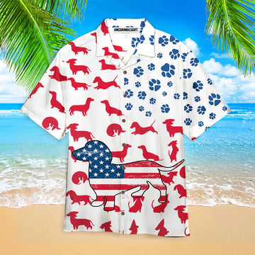 Dachshund American Flag Aloha Hawaiian Shirts For Men Women, 4th July Gift For Summer, Friend, Patriot, Independence Day, Dog Lovers, Dog Mom Dad