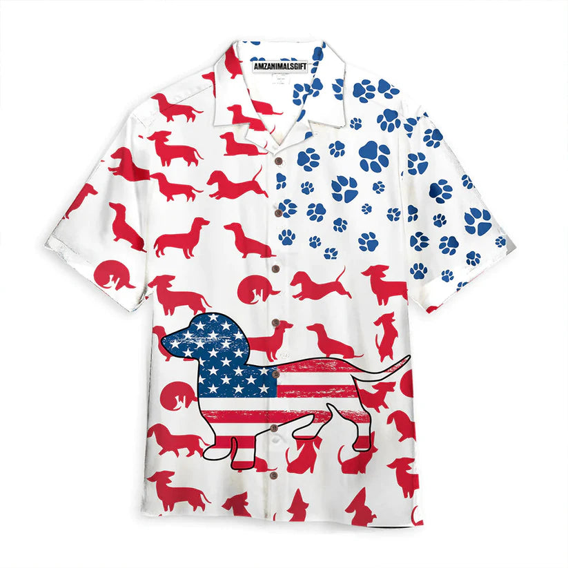 Dachshund American Flag Aloha Hawaiian Shirts For Men Women, 4th July Gift For Summer, Friend, Patriot, Independence Day, Dog Lovers, Dog Mom Dad