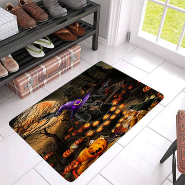 Dachshund Doormat - Dachshund Witch Pumpkin Halloween Moon Pattern Doormat - Presents For Dog Lovers