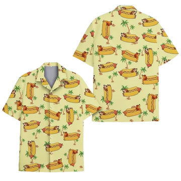 Dachshund Hotdog Hawaiian Shirts For Men Women, Funny Dachshund Hawaiian Shirts HE0031