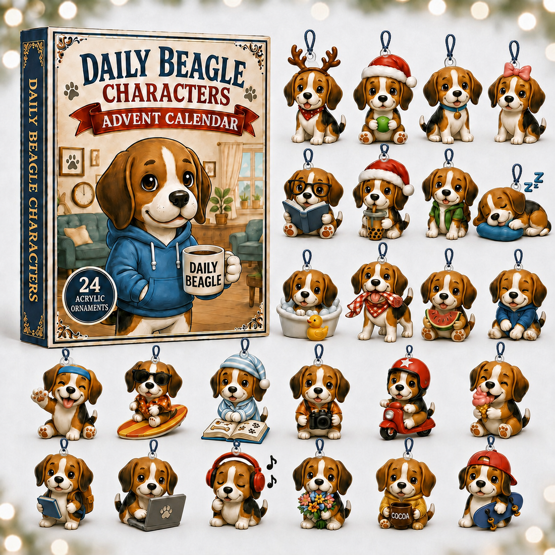 Daily Beagle Advent Calendar 2026 24 Day Festive Countdown Acrylic Charms Blind Box Gift For Dogs Lovers