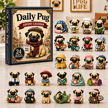 Daily Pug Advent Calendar 2026 - 24-Day Countdown, Acrylic Charms Every Day Bring New Suprises