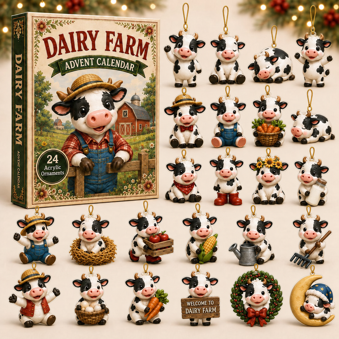 Dairy Farm Advent Calendar 2026 24 Day Festive Countdown Acrylic Charms Blind Box Gift For Farmer