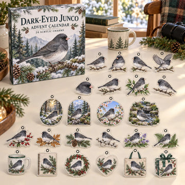 Dark Eyed Junco Advent Calendar 2026 - 24-Day Countdown, Acrylic Charms