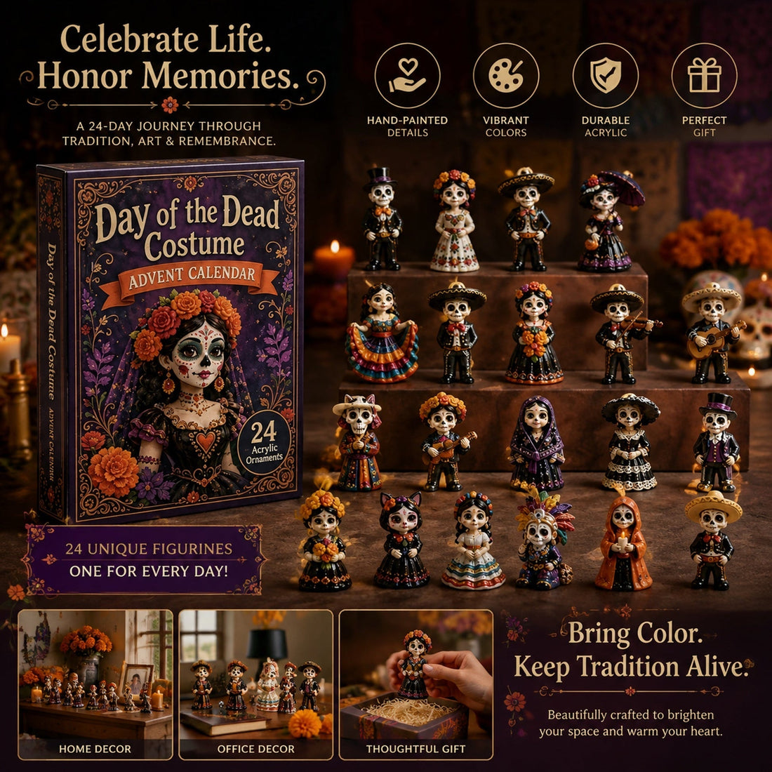Day Of The Dead Costume Advent Calendar 2026 24 Day Festive Countdown Acrylic Charms Blind Box
