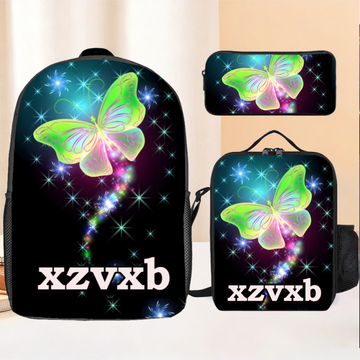 Dazzling Butterfly Name Customized Backpack - School Season Gift For Kids