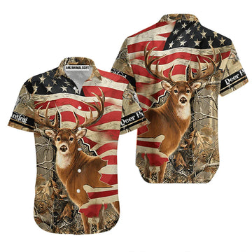 Deer Hunting American Flag Aloha Hawaiian Shirts For Men Women, 4th Of July Gift For Summer, Friend, Family, Independence Day