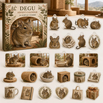 Degu Advent Calendar 2026 - 24-Day Countdown, Acrylic Charms