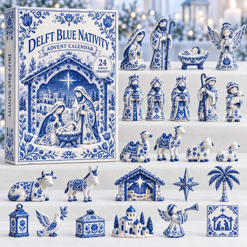 Delft Blue Nativity Advent Calendar 2026 - 24-Day Countdown, Acrylic Charms