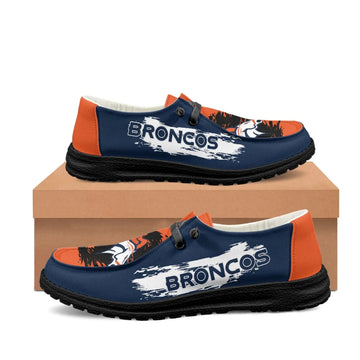 Denver Broncos Loafers Shoes Lace Up - Inspired By Hey Dudes Shoes Style