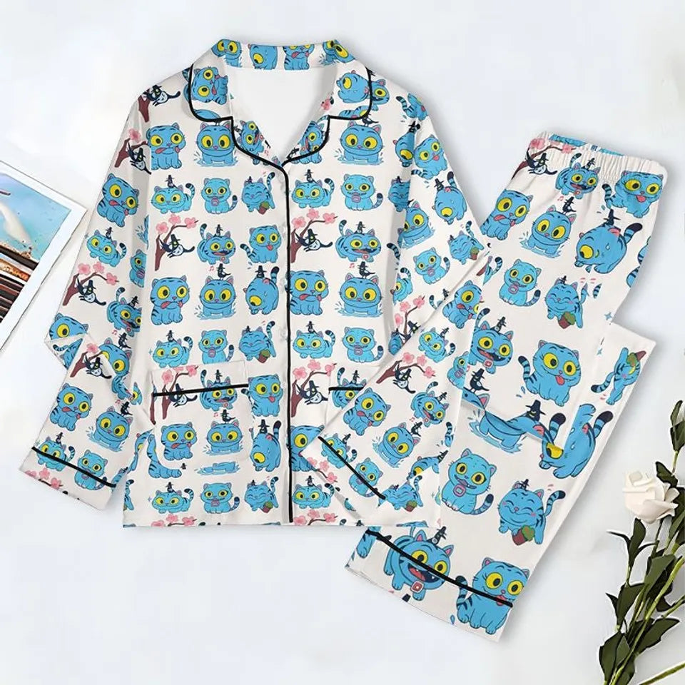 Derpy Tiger Pajama Set, Demon Hunters Pajama Set, Kpop Demon Hunters Pajamas, Music Sleepwear, Kpop Hunters Pajama Set, Huntrix Fan Gift