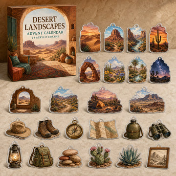 Desert Landscapes Advent Calendar 2026 - 24-Day Countdown, Acrylic Charms