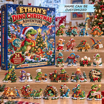 Dino Christmas Adventure advent calendar 2026 - 24-Day Countdown, Acrylic Charms