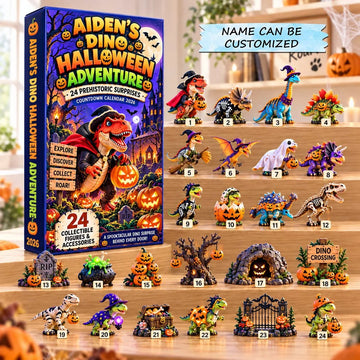Dino Halloween Adventure advent calendar 2026 - 24-Day Countdown, Acrylic Charms