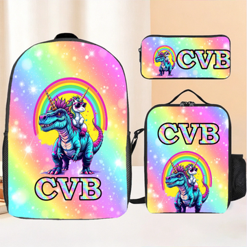 Dinosaur Unicorn Backpack - Personalized Name Backpack - School Season Gift