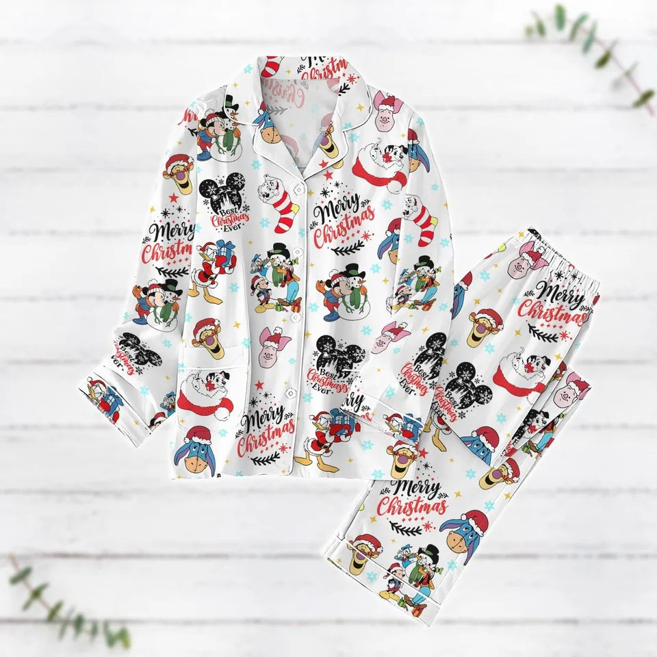 Disney Movie Christmas Pajamas Set, Cartoon Holiday Pajamas